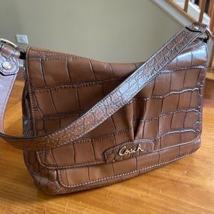 Coach Camel Croc Embossed Patent leather shoulder/crossbody bag